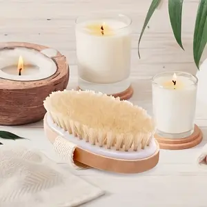 Natural Bristle Dry Brushing Body Brush, Exfoliating Shower Brush, Unscented, Manual, No Battery Required