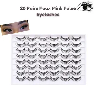20 Pairs Faux Mink False Eyelashes – 14mm Wispy 3D Fluffy Cat Eye Lashes for Natural Volume & Dramatic Looks | Reusable Soft Lash Set, Perfect Halloween Gift