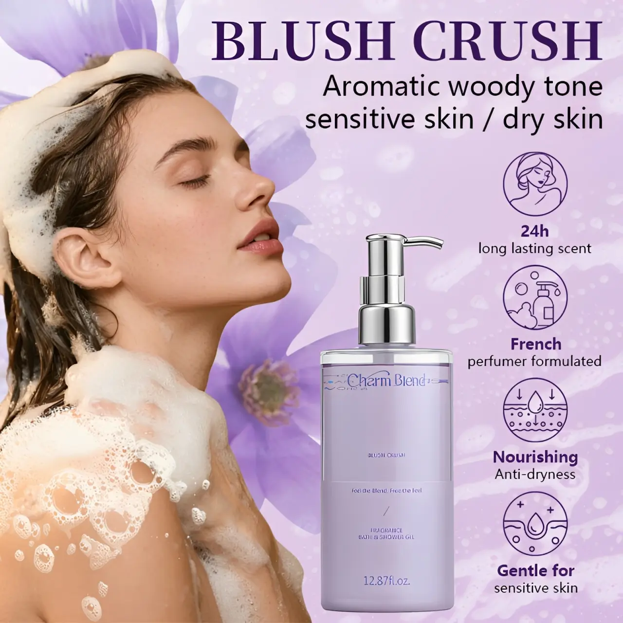Summerwins Unisex Citrus Scented Body Wash Cleanser - 12.87 oz Non-Toxic Salon-Quality Body Care, Gentle Deep Cleanse, Moisturizing Foam Formula, Youth-Boosting Daily Shower Essential