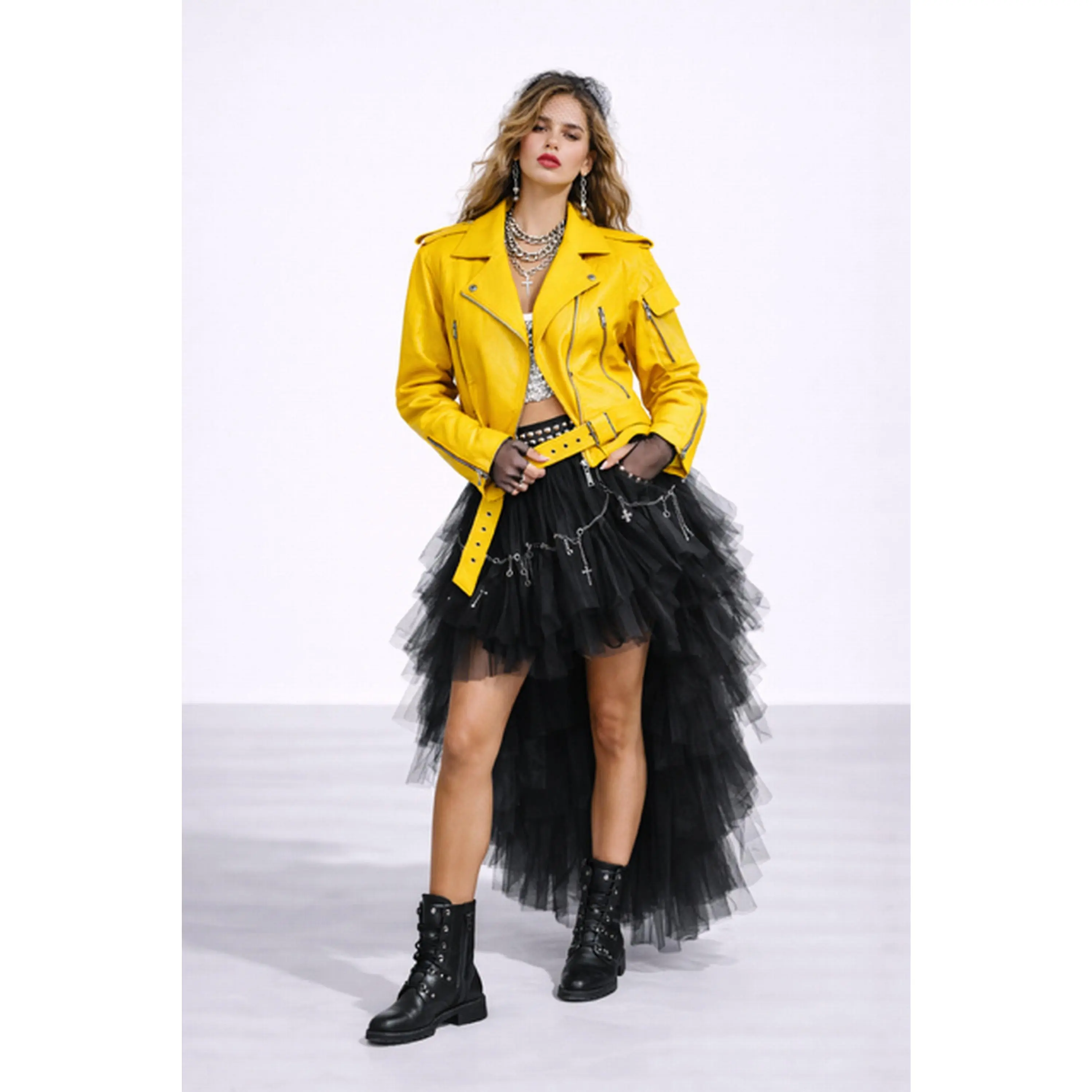 TEQUILA SUNRISE YELLOW BIKER LEATHER JACKET