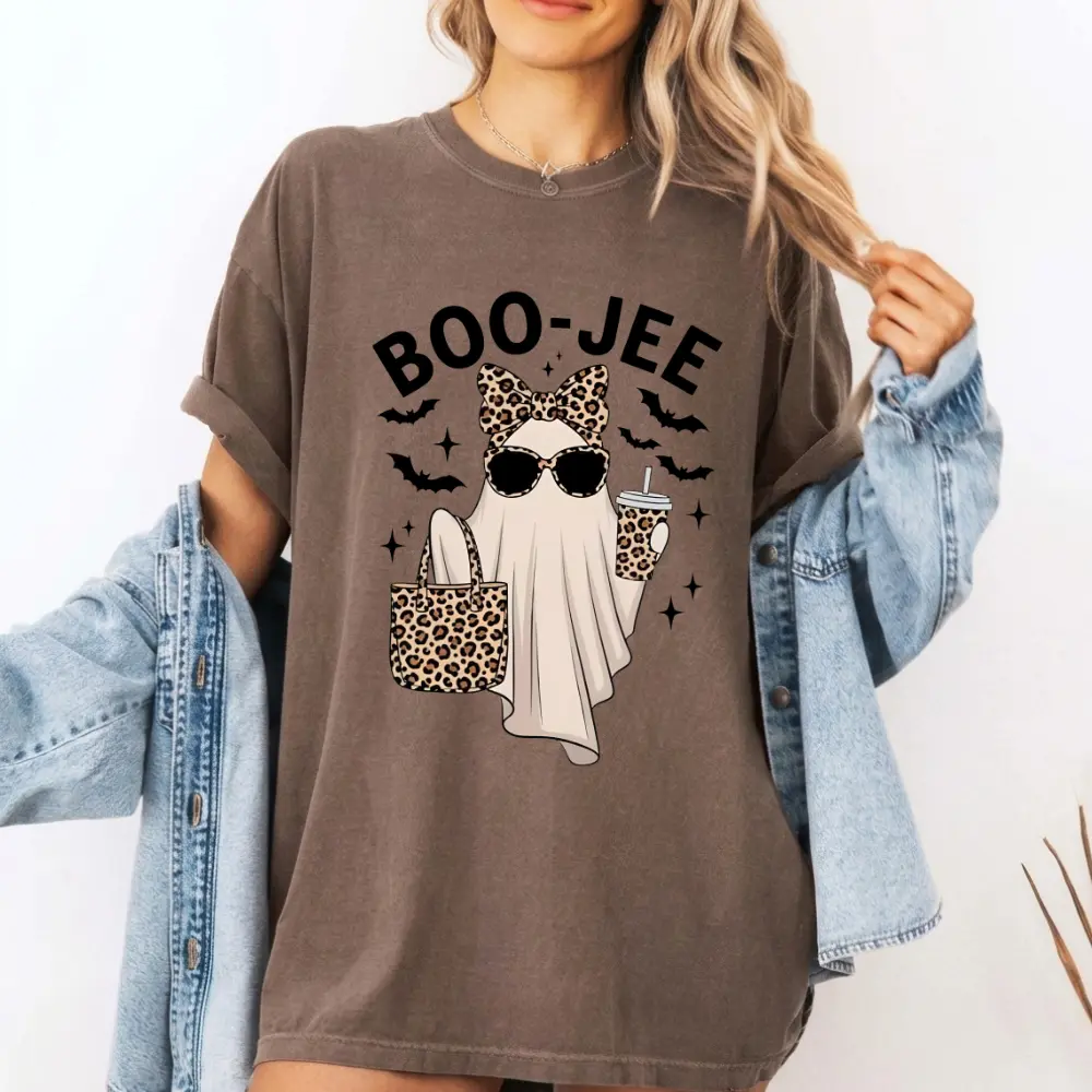 Comfort Colors Boo-Jee Ghost Comfort color Shirt, Leopard Ghost Graphic Tee, Ghost Coffee Shirt, Funny Fall Top, Girly Halloween Gift