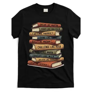 Women's Short Sleeve Cotton T-Shirt - Black History Month African American Leaders & Teachers Gift, 180g Round Neck Unisex Casual Top with Inspirational Quotes, Book Patterns, Machine Washable Comfortable Fit, Shortsleeve