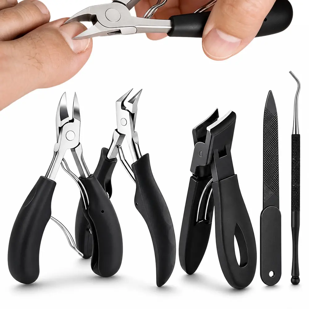 5 Pcs Heavy Duty Toenail Clippers Set for Thick & Ingrown Nails - Professional Podiatrist Nail Nipper Kit for Seniors with Lifter & File,Halloween Christmas Party Gifts,Hand Tools Kits
