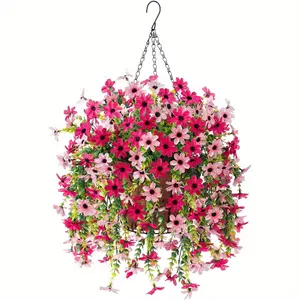 6pcs Artificial Hanging Daisy Plants, Realistic Blooming Daisies, Plastic Bushes for Indoor Outdoor Decor, No Maintenance Needed, Artificial Hanging Flower