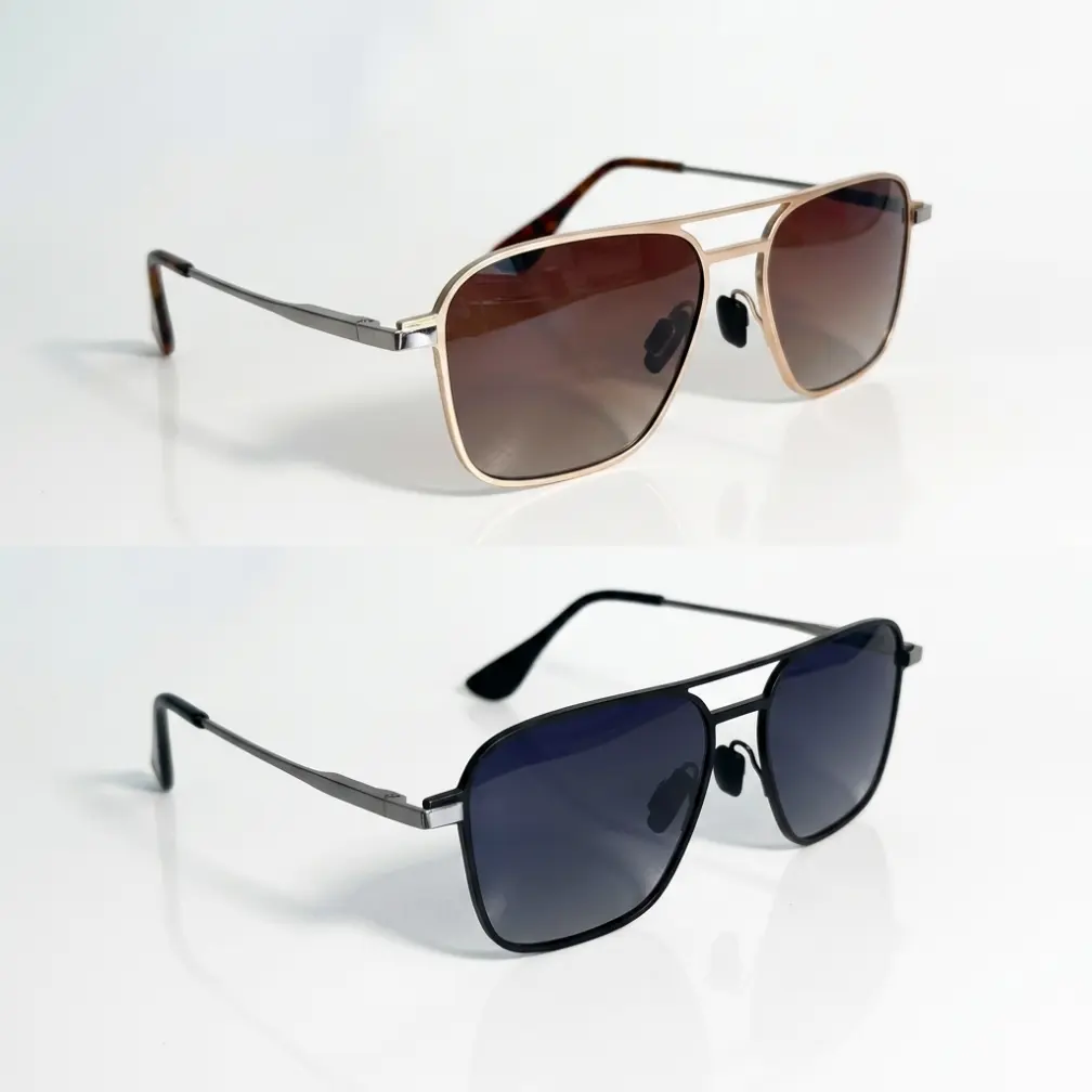 Retro Double Bridge Aviator Sunglasses, Unisex Gold-Silver Alloy Frame with Curved Tortoiseshell Temple Ends, Brown Gradient UV400 Glare Block Lenses for Driving, Glare Block Women's Sunglasses, Unisex Names