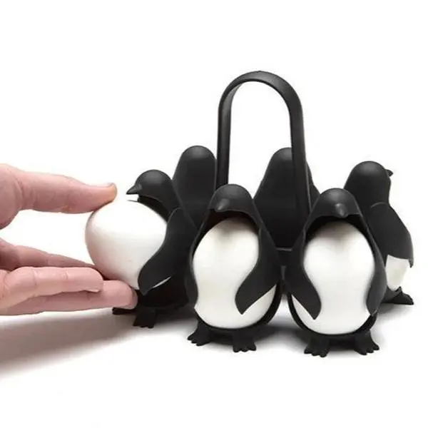 Penguin-Shaped Egg Holder, Cooker - Holds 6 Eggs - Ideal for Hard or Soft Boiled Eggs - Dishwasher-Safe - Kitchen Utensils