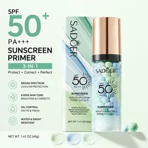 SPF 50+ PA+++ 3-in-1 Sunscreen Primer – Color Corrector, Oil Control Makeup Base, Pore Blurring & Moisturizing for Luminous Even Skin Tone (Summervibes)