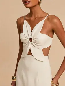 TRVLCHIC Vacation Casual Petal Backless Strap Dress,Three-Dimensional Flower,Vacation Style,Vacation Outfits Woman,Vacay Outfits Women,Beach Vacation Outfits,Summer Outfits For Women,Summer Dresses For Women,Dresses For Women,Summer Dress