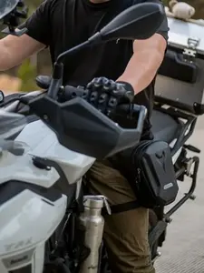 Motorcycle leg bag withheadphone jack, adjustable shoulderstrap, and double zipper compartment -black EVA outdoor riding waist bag,suitable for off-road bicycles, motorcyclebackpacks, mountaineering | skiingIhiking