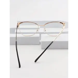 GlampHush Women's Cat Eye Anti-Blue Light Eyeglasses Clear Lenses Acrylic Metal Frame Fashion Glasses for Work Daily & Student Use Minimalist Design