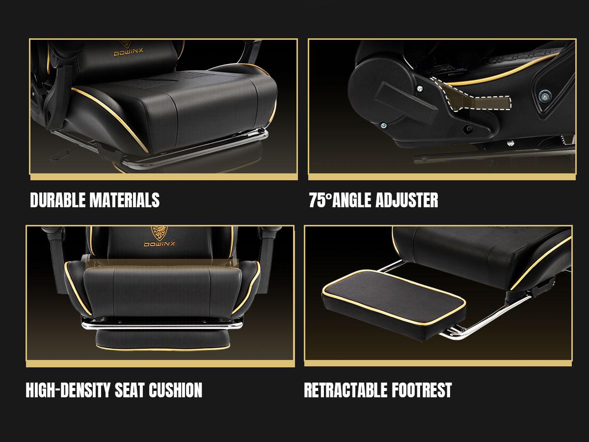 Dowinx Big and Tall Racing Style Gaming Chair 350LBS, Ergonomic Reclining Gamer Chair with Footrest & Massage Lumbar Support, Esports Design for Long Gaming or Work Sessions, Black