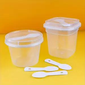 20sets Multifunctional Dessert Cups with Lids and Spoons - Sturdy, Clear, and Reusable for Hot/Cold Treats - Ideal for Parties, Picnics, and Catering Plastic Cup