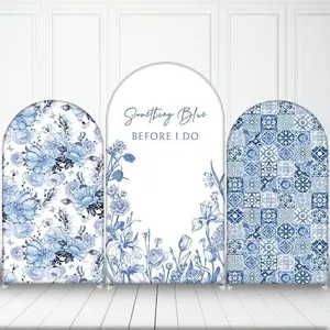 15-day Delivery Bridal Shower Arch Backdrop Cover Elastic Fabric Something Blue Before I Do Wedding Decor Baby Girl Party Background Tiles Arched Chiara Wall Panels