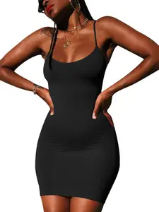 USBOUTIQUECHIC Women's Stretchy Comfortable Sleeveless Bodycon Mini Dress Casual Lounge Everyday Relaxed Fit Soft Breathable Fabric