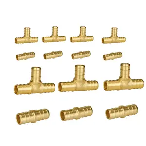 Pex Fittings 1/2 Inch, 30 PCS 1/2 Inch Pex Fittings Set, 10 Each PEX Elbow Tee Coupling, 1/2" Pex Fittings For Pex Pipe, No Lead Brass, ASTM F1807 fathersdaygift