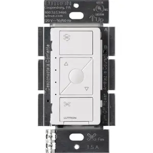 Lutron Caseta Smart Fan Speed Control, 120V, 1.5A, White, PD-FSQN-WH