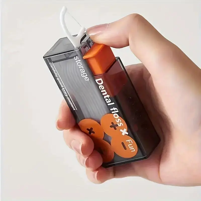 Dental Floss Picks Dispenser Storage Box, 10pcs Dental Floss Stick with Portable Holder Case Or 100pcs Dental Floss Stick, Automatic Floss Pick Dispen