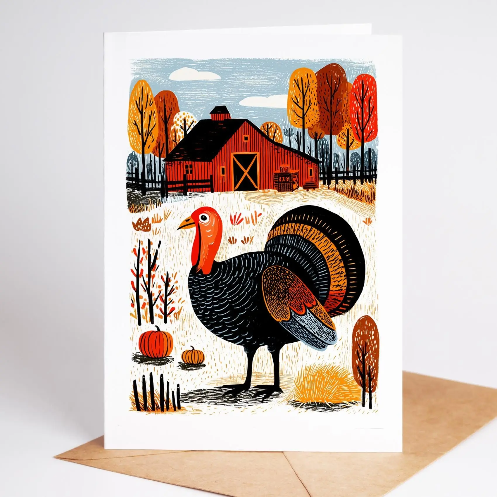 Thanksgiving Cards Set Thanksgiving Card Set, Folk-Art Blank Note Cards