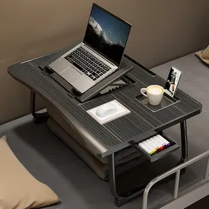 Foldable Bed Desk Workstation |   Portable Tray Table with Adjustable Base for Laptop/Reading (Tray:35x50cm |   H:20-40cm)Oversized Portable Laptop Bed Table
