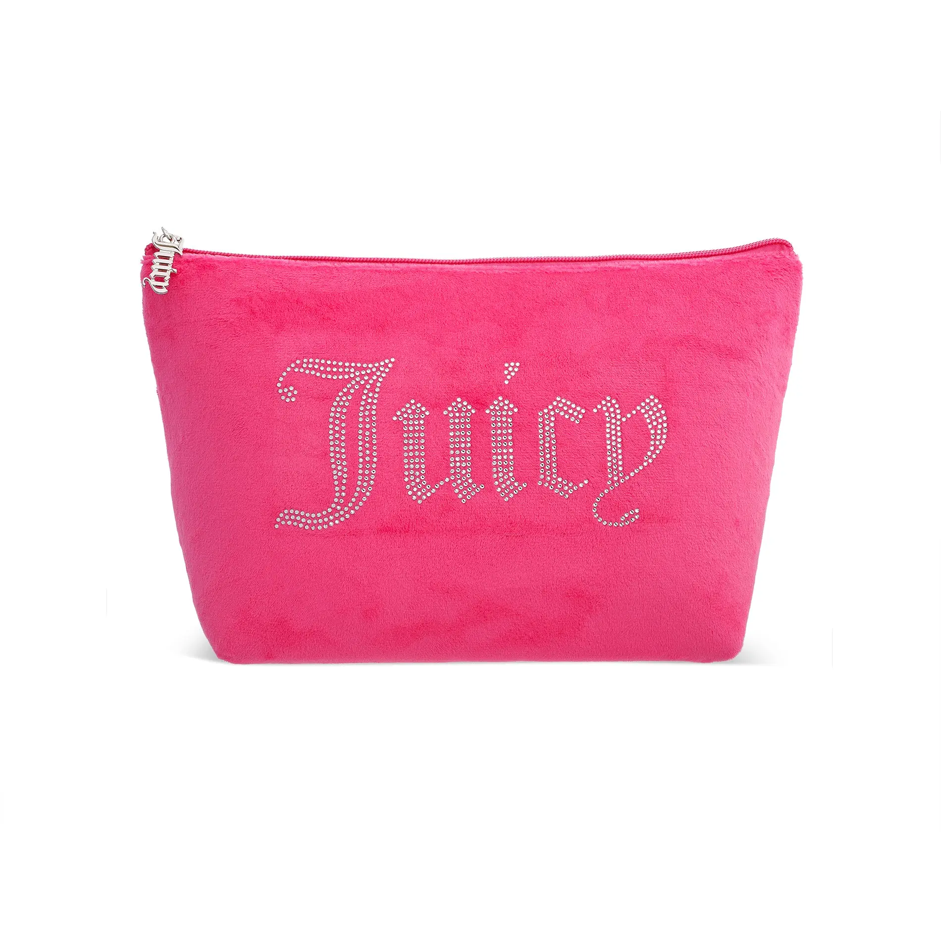 Juicy Rhinestone Logo On Terry Top Zip Cosmetic Bag
