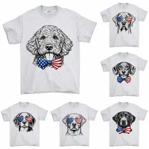 Puppy Love Dog T-Shirt, 50 Dog Breeds Patriotic USA Graphic Tee, 4th of July Dog Lover Shirt, Cute Puppy Independence Day Shirt, Gildan Unisex Tee Ash Grey, Gift for Pet Lovers, Casual Wear - AL
