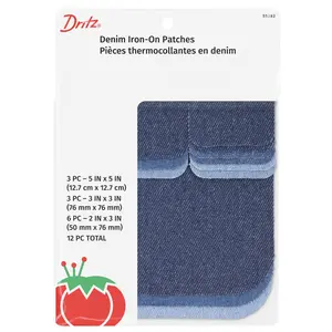 Denim Iron-On Patches, Assorted, 12 pc
