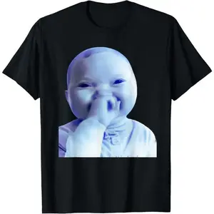 100% pure cotton funny AI baby hug and laugh fan viral popular T-shirtRAIMENTRY