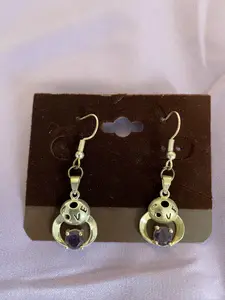 Hand Made Love Earrings With Purple Stone