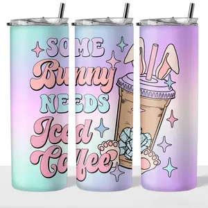 Some BUNNY Loves Iced Coffee 20oz Steel Insulated Tumbler with Clear Lid and Reusable Straw - Flasks, Drinkware