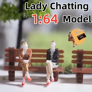 1:64 Scale Chatting Woman Miniature Figure, Park Scene Tiny People Model, Micro Landscape Diorama Figurine for Sand Table Layout & Macro Photography Props, Mini Scene Building Accessories