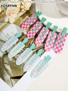 1set No Crease Hair Clips, Checkered Pattern Duck Bill Hair Clips, Fashionable Alligator Hair Barrettes, Non Slip Flat Hair Clips For Hairstyling, Salon, Makeup Application And Daily Use, Cute And Stylish Hair Accessories For Women
