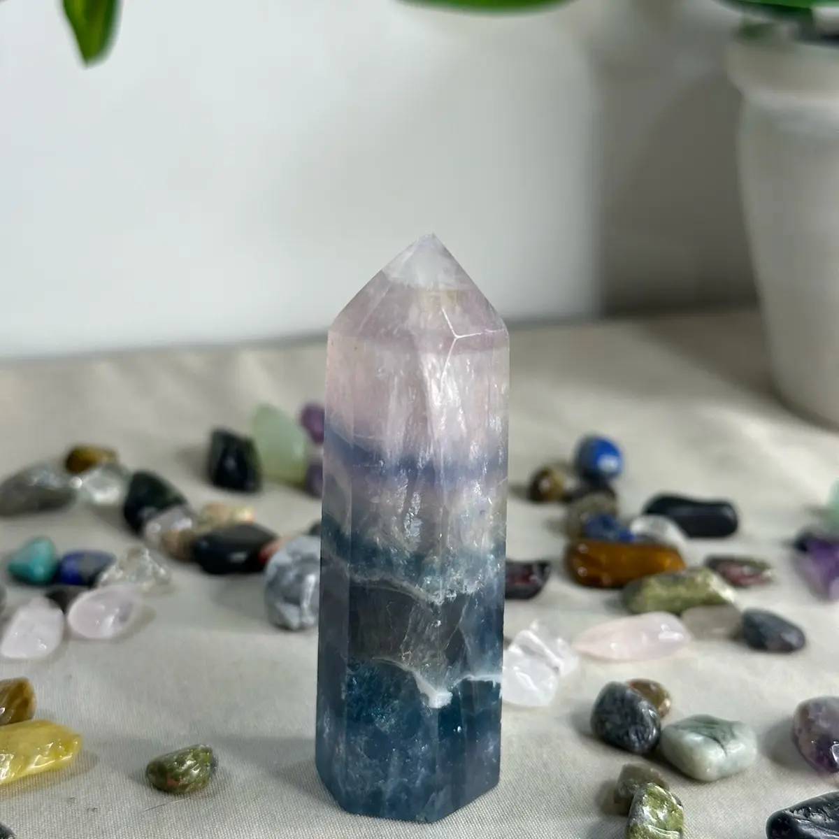 Blue Purple Fluorite Crystal Tower