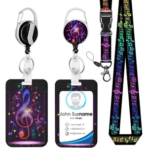 Music Lanyards for ID Badges, Funny Music Teacher Gifts Retractable Badge Holder with Swivel Belt Clip, Breakaway Lanyard Name Card Tag Vertical ID Protector Badge Clip, Teacher Office  Gifts