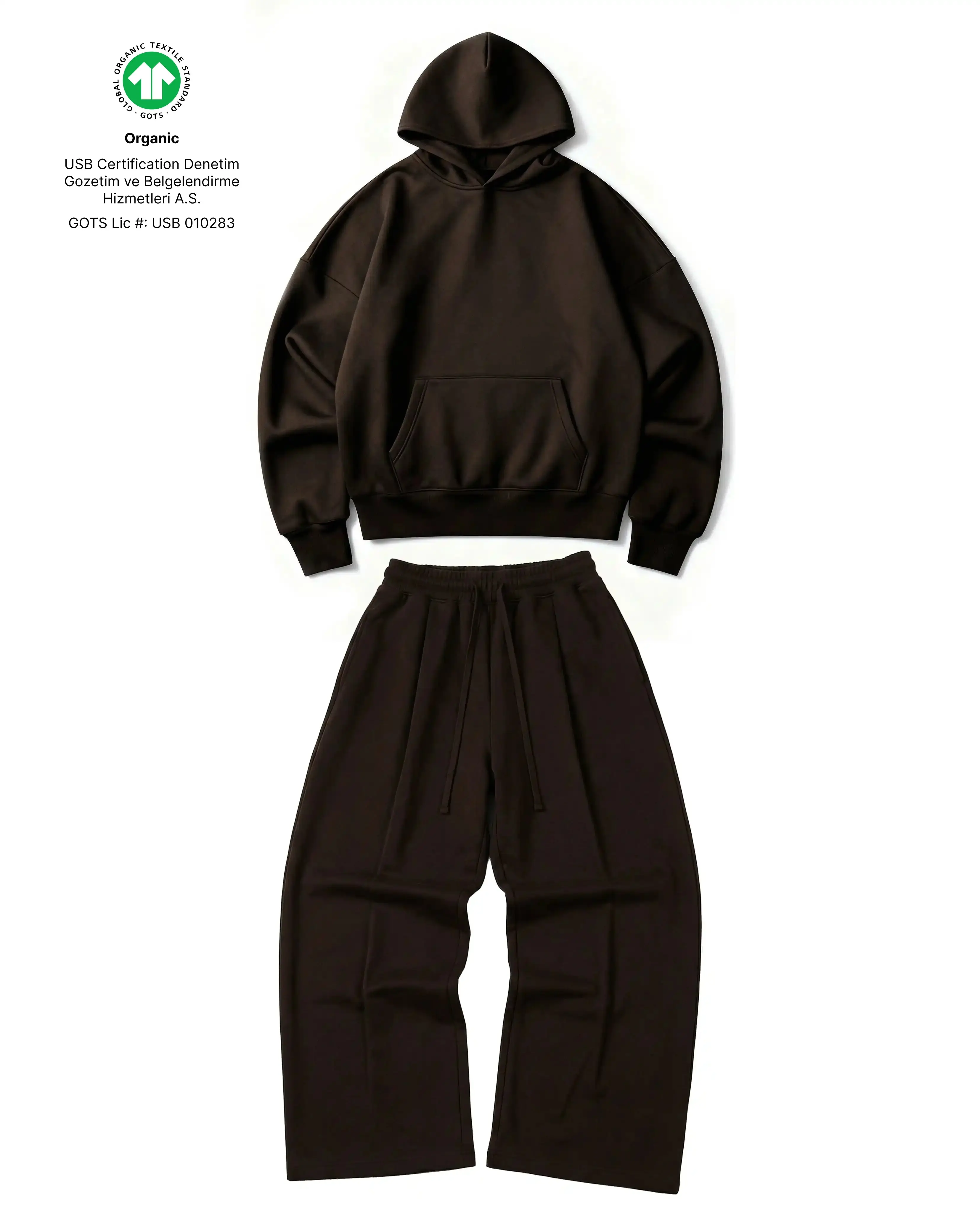 Ultra Heavy 520GSM Organic Hoodie+Baggy Pleat Sweats Mocha Brown