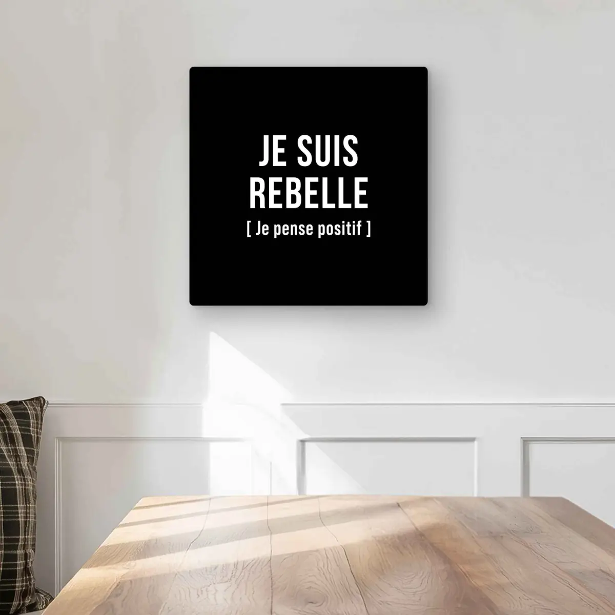 Begin Home Decor C1MP1616QOOWOS 16 x 16 in. I M Rebellious - Office Black & White Metal Print Wall Art - Decor