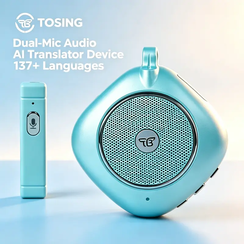 TOSING Dual Microphone AI Voice Translator Device - Wireless, Compact Pocket-Sized, 500mAh Batteries Built-In, Accurate Voice Translation, 137+ Languages Real-Time, Cell-Compatible, Youth-Focused, US In Stock, Free AI Activation