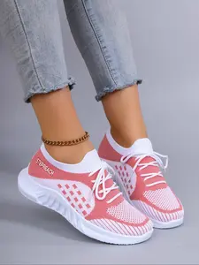 Women's Fashionable Plaid Pattern Lace Up Low Top Sneakers, Casual Comfortable Breathable Lightweight Sports Running Shoes, All-match Basic Shoes for Daily Wear