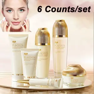 Placenta Extract Skincare Set, 1 Set Moisturizing, Hydrating & Firming Skin Care Kit, Including Toner, Essence, Cream, Cleanser, Eye Cream & Bb Cream