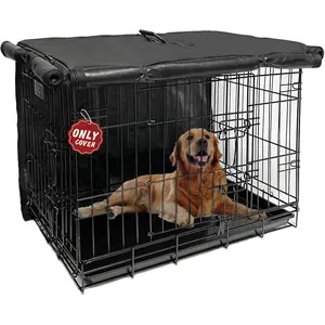 Crate Cover 48 inch XL  Kennel Outside Cover, Big  Cage for Large Dogs Wire with1 2 3 Doors,  600D Oxford Fabric Indoor/Outdoor Black( Crate NOT Included)
