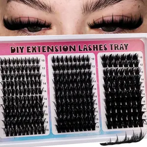 UMIRYAO 300D+200D+160D/60D+100D+60D Spikes Lash Cluster Eyelash Extensions 180pcs/260pcs Thick Spiky Individuals Lashes 10-18mm Mega Wispy Eyelash ExtensionD Curly Lash Extension Unique Spiky Cluster Eyelash Extensions DIY at home
