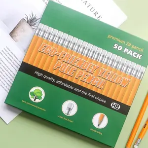 HB Pencil (50pcs/box), Wooden Yellow Pole Pencil, Essential Writing Tool for Students, Office Stationery & Supplies
