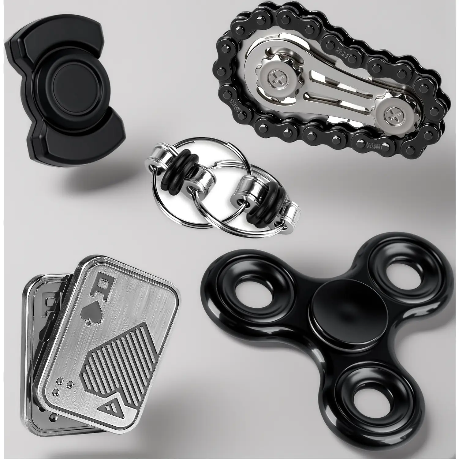 Unisex 5-Piece Premium Metal Dog & Cat Fidget Toy Set - Magnetic Slider, Clicker, Spinner Stress Reliever, No Manual Needed Magnetic Fidgeting Focus Gadgets