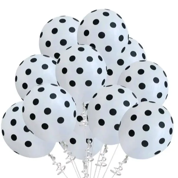 16 BLACK AND WHITE POLKA-DOT BALLOONS 16 BLACK AND WHITE POLKA-DOT BALLOONS