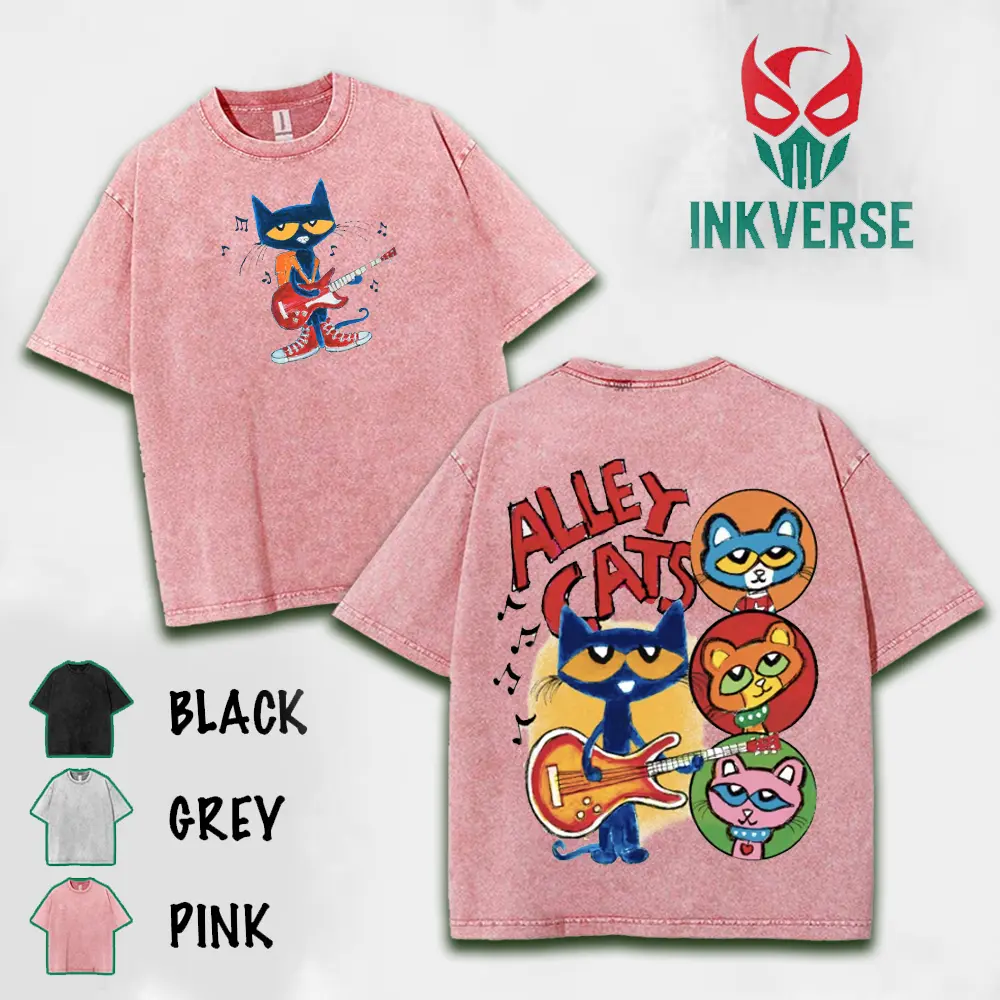 Pete The Cat playing guitar Washed Tee, graphic tee, kids y2k pete the cat, Comics T-Shirt, TV Show Comics Washed T-shirt Heavyweight Cotton, Unisex Shirt Streetwear graphic tshirt Top