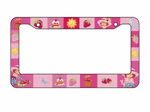 Cute Strawberry Shortcake License Plate Frame Pink Kawaii Car Accessory Coquette Girly Auto Tag Holder Cute Car Decor for Women