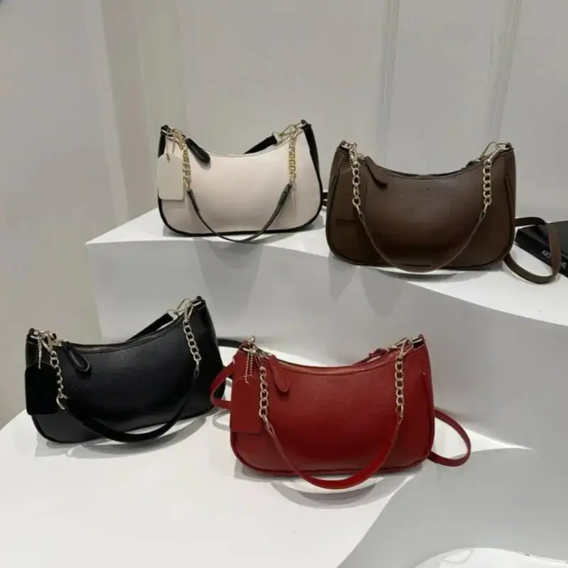 Women's Vintage Underarm Shoulder Bag - Large-Capacity Solid-Color Crossbody Purse, Elegant Handbag for Work, Commuting & Everyday Casual Outfits
