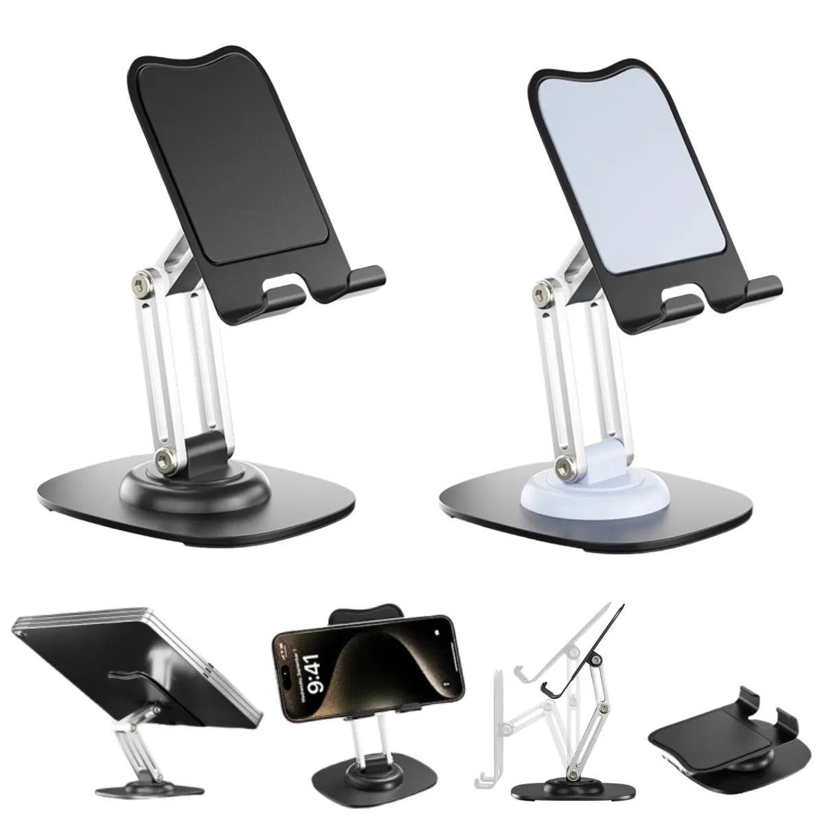 Metal Mobile Phone Stand Holder Mount Accessories - 360° Rotatable with Mechanical Sound, Universal Home Office Cradle for iPhone, iPad, Samsung Galaxy Devices