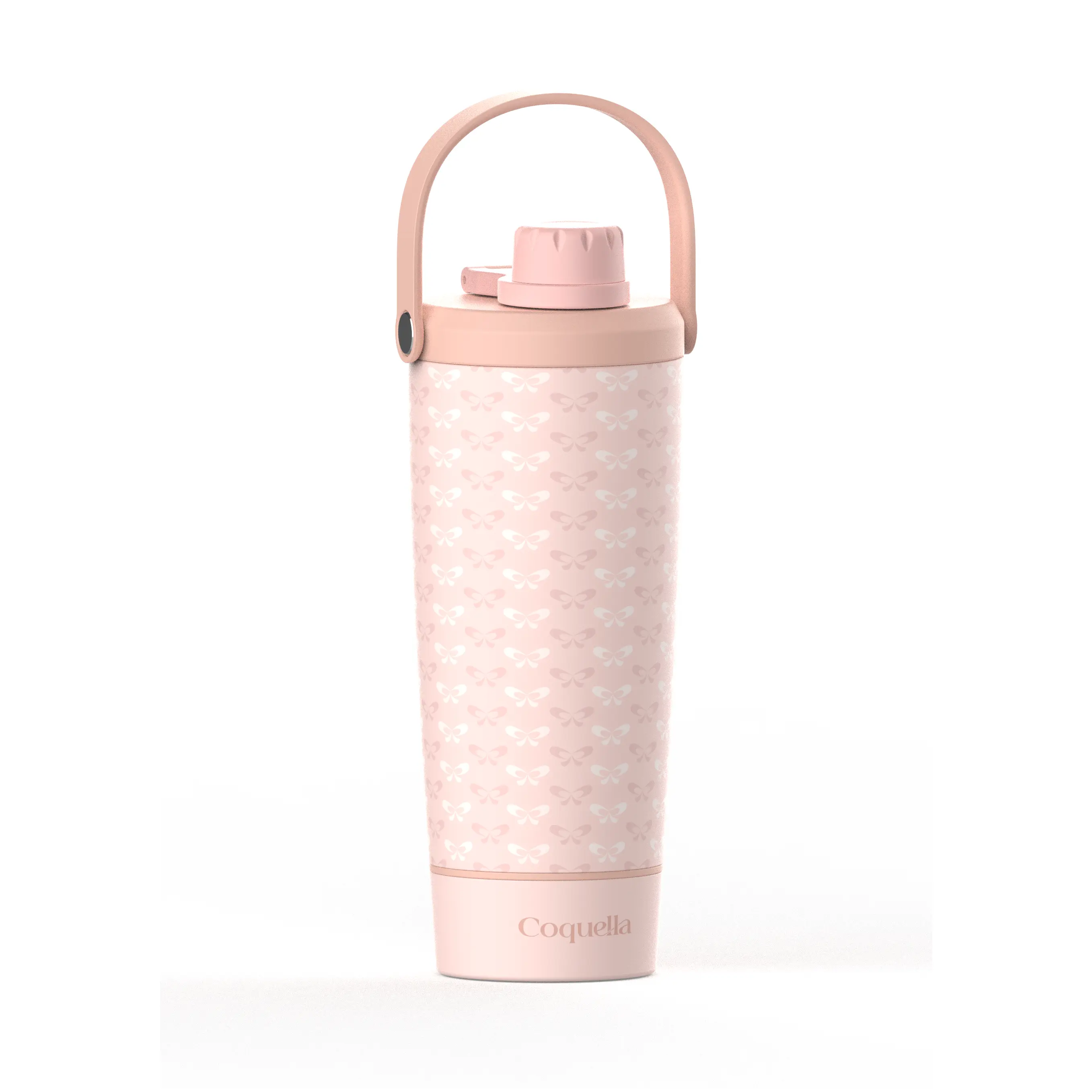 Stainless Steel Strainer Lid Shaker Bottle with Storage Base 20oz, Pink (Peachy Bow) Stainless Steel Strainer Lid Shaker Bottle with Storage Base 20oz, Pink (Peachy Bow)