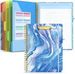 Clipboard Folio with Refillable Notepad Folder with 10 Storage Pockets for Letter Size Spiral Clipboard Notebook
