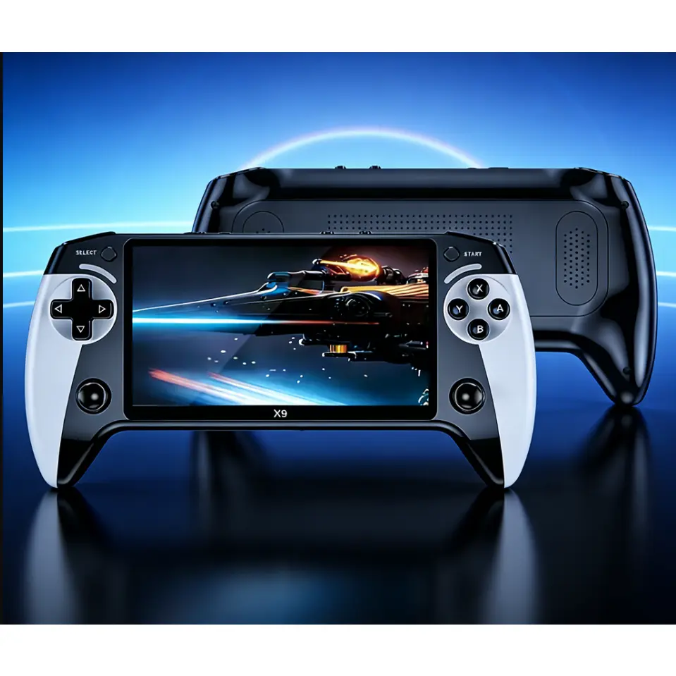 Aston DigitalX9 Lightweight Handheld Rechargeable Portable Video Game Console, 5.5-in Screen, 10 Emulators, 1500mAh Battery, Included Protective Case for Home & Travel Use